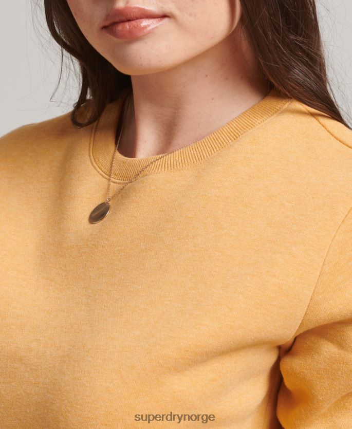 Superdry gul klær 86P46D5865 genser med logobesetning i økologisk bomull kvinner