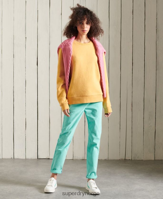 Superdry gul klær 86P46D5983 klassisk genser med oransje etikett kvinner