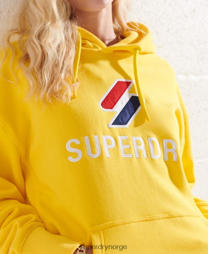 Superdry gul klær 86P46D5992 applikasjon oversized hettegenser kvinner
