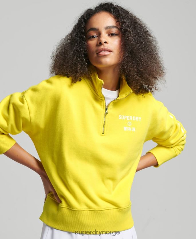 Superdry gul klær 86P46D6009 core sport sweatshirt med halv glidelås kvinner