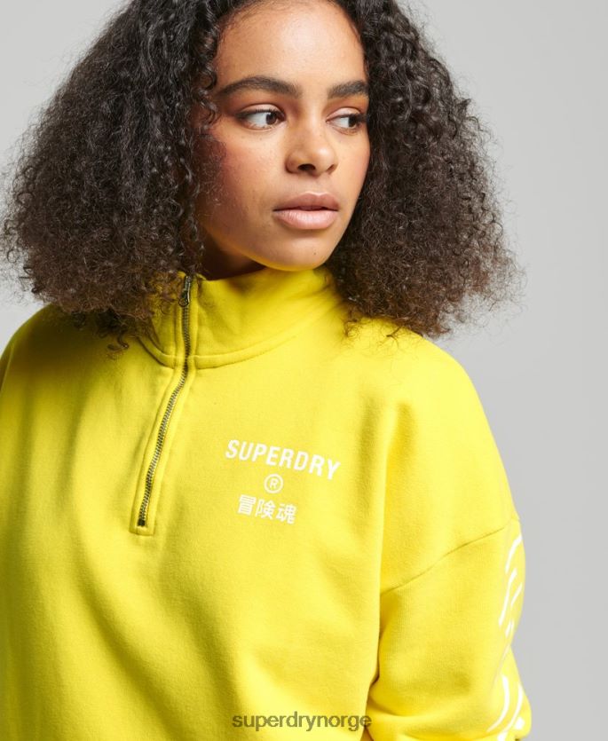 Superdry gul klær 86P46D6009 core sport sweatshirt med halv glidelås kvinner