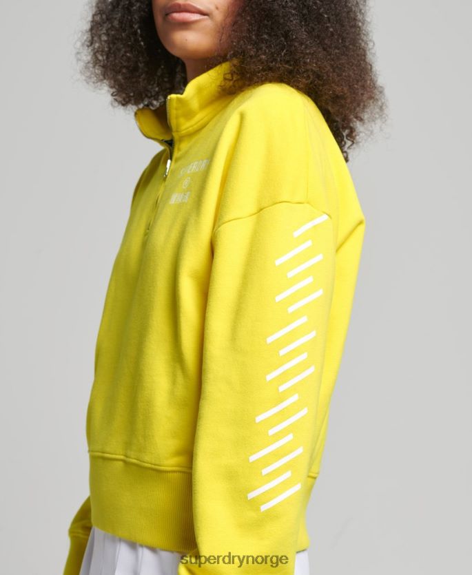 Superdry gul klær 86P46D6009 core sport sweatshirt med halv glidelås kvinner