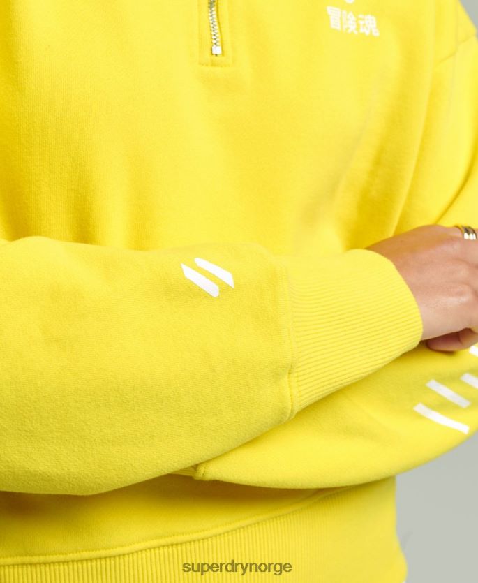 Superdry gul klær 86P46D6009 core sport sweatshirt med halv glidelås kvinner