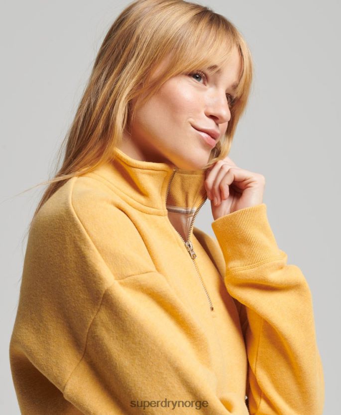 Superdry gul klær 86P46D6015 Henley sweatshirt med vintage logo i økologisk bomull kvinner