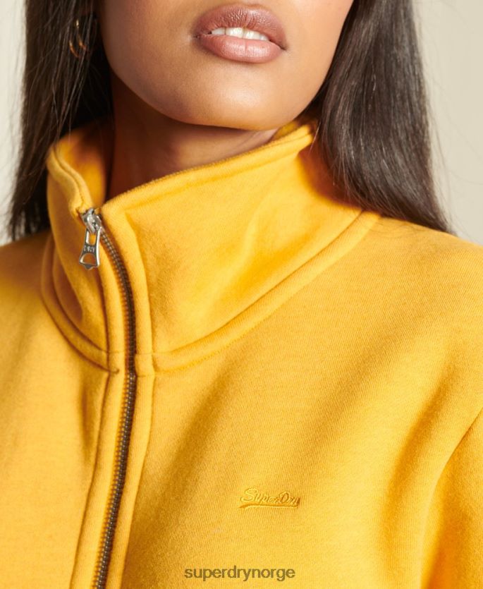 Superdry gul klær 86P46D6140 løs passform topp med brodert vintagelogo med glidelås kvinner