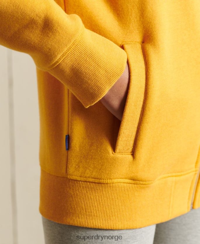 Superdry gul klær 86P46D6140 løs passform topp med brodert vintagelogo med glidelås kvinner