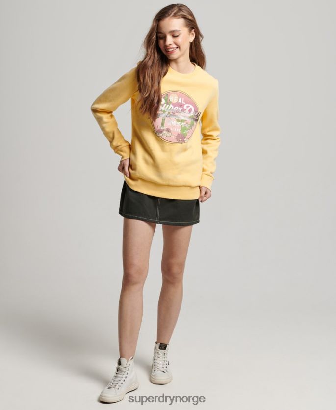 Superdry gull klær 86P46D2290 vintage logo narrativ crew sweatshirt kvinner