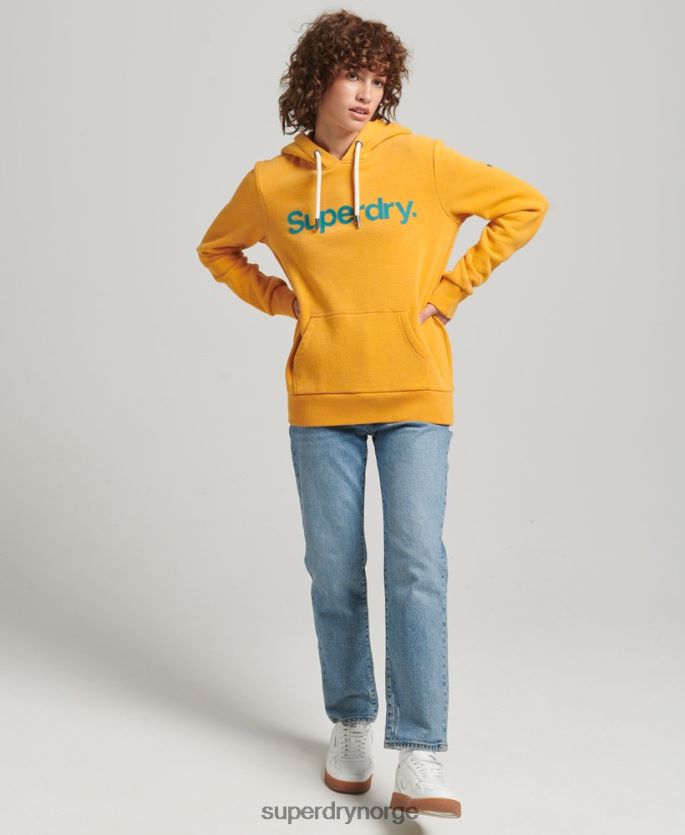 Superdry gull klær 86P46D5939 core logo 80-talls hettegenser kvinner