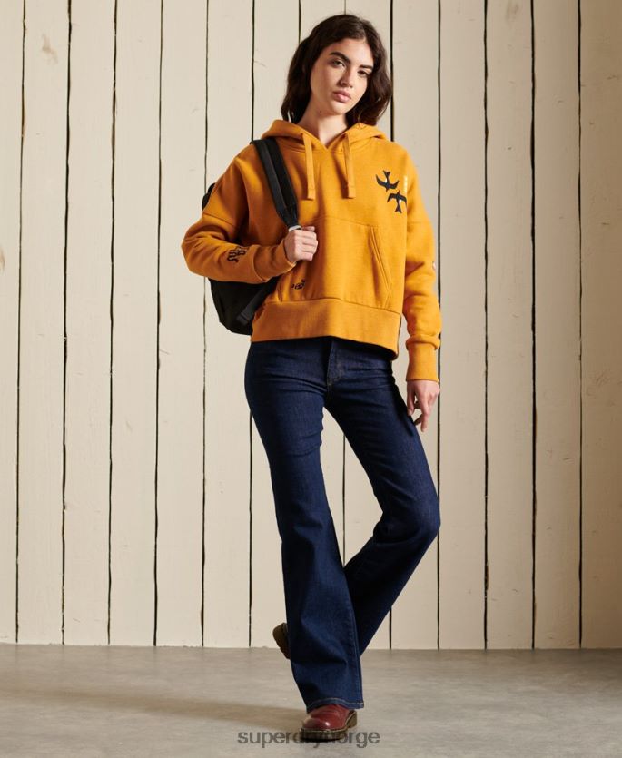 Superdry gull klær 86P46D6099 utsmykket suika boxy hettegenser kvinner