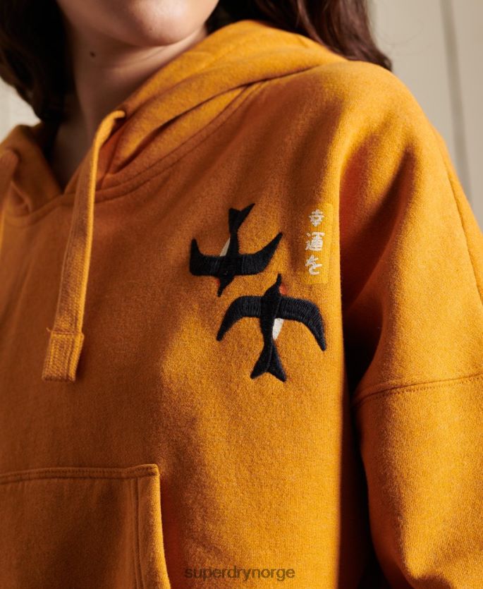 Superdry gull klær 86P46D6099 utsmykket suika boxy hettegenser kvinner