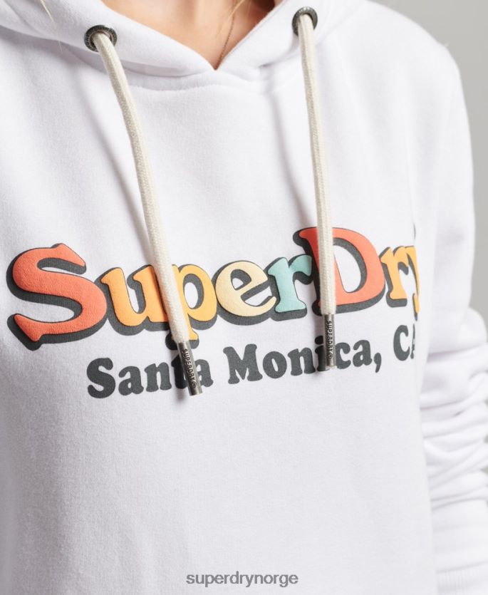 Superdry hvit klær 86P46D2206 vintage regnbue hettegenser kvinner