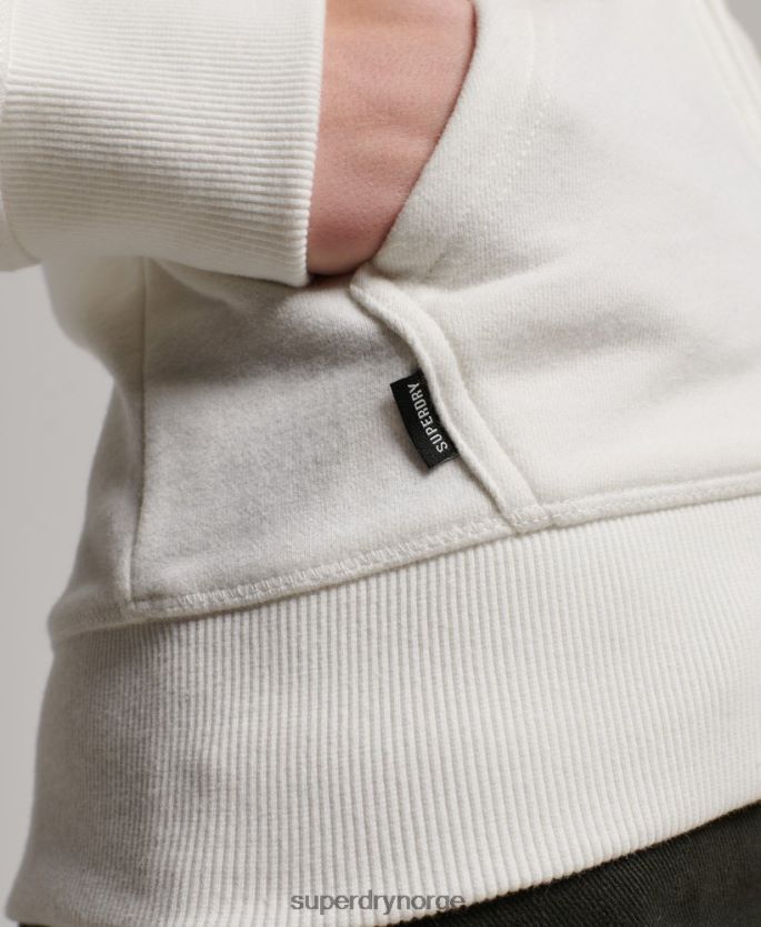 Superdry hvit klær 86P46D2244 vintage logo brodert hettegenser med glidelås kvinner