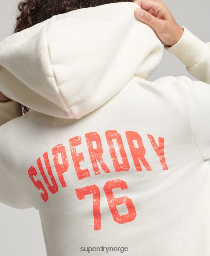 Superdry hvit klær 86P46D2251 vintage atletisk hettegenser med glidelås kvinner
