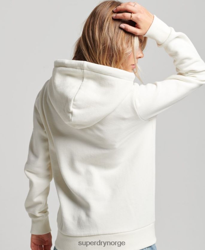 Superdry hvit klær 86P46D2319 vintage scripted collegiate hettegenser med glidelås kvinner