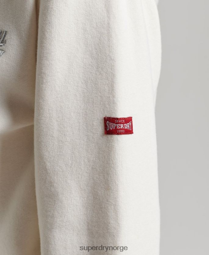 Superdry hvit klær 86P46D2319 vintage scripted collegiate hettegenser med glidelås kvinner