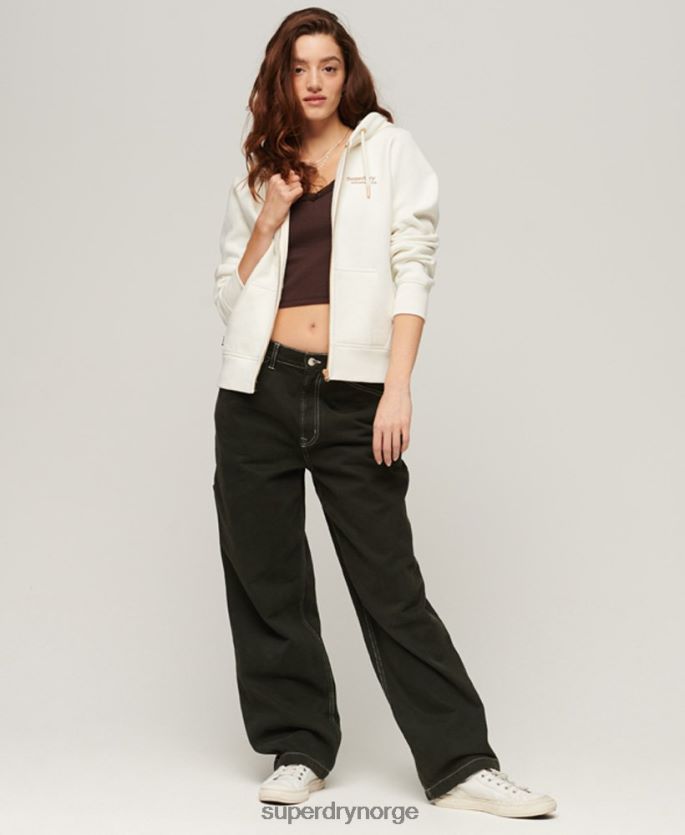 Superdry hvit klær 86P46D3269 viktig hettegenser med glidelås med logo kvinner