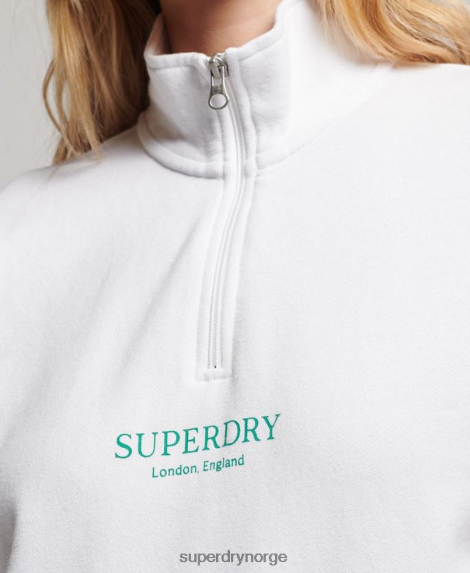 Superdry hvit klær 86P46D3356 core sport topp med halv glidelås kvinner