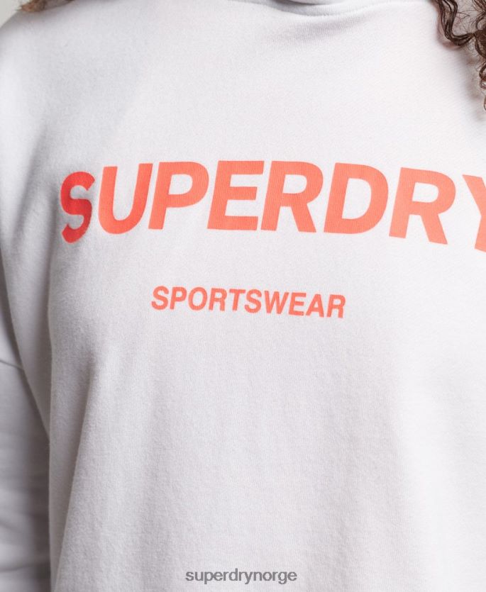 Superdry hvit klær 86P46D3359 core sport crop box hettegenser kvinner