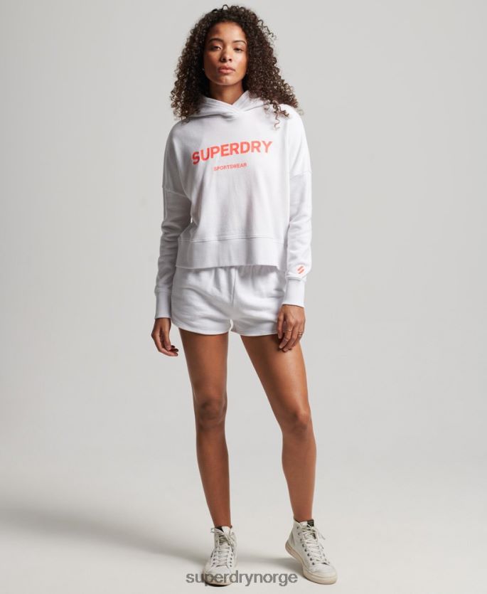 Superdry hvit klær 86P46D3359 core sport crop box hettegenser kvinner