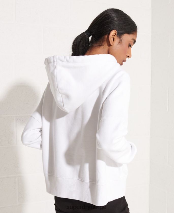 Superdry hvit klær 86P46D3483 cooperate logo crop hettegenser kvinner