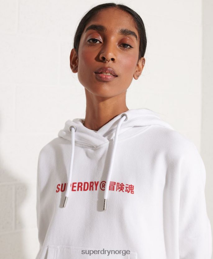 Superdry hvit klær 86P46D3483 cooperate logo crop hettegenser kvinner