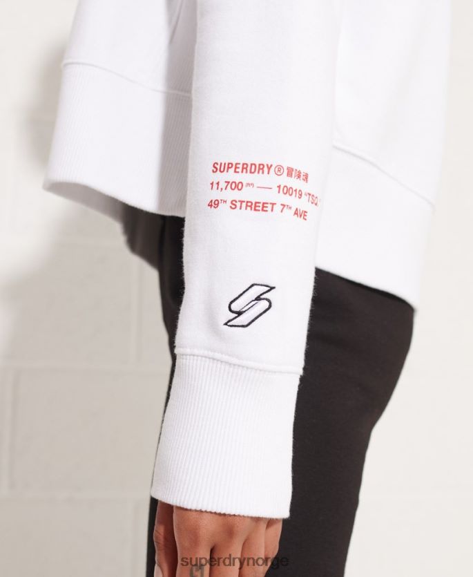 Superdry hvit klær 86P46D3483 cooperate logo crop hettegenser kvinner