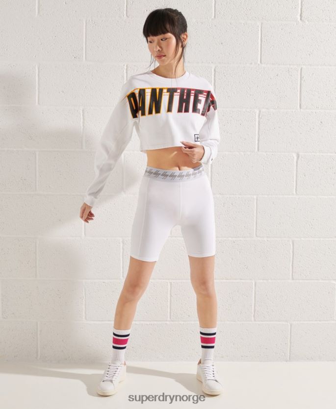 Superdry hvit klær 86P46D3488 franchise-beskåret genser for flaggermus-mannskap kvinner