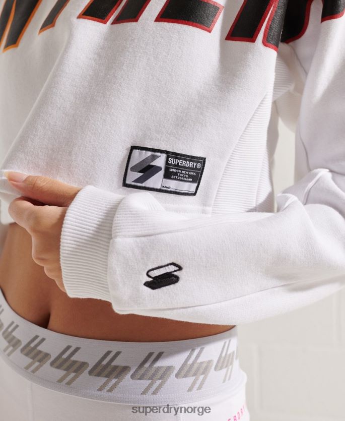 Superdry hvit klær 86P46D3488 franchise-beskåret genser for flaggermus-mannskap kvinner