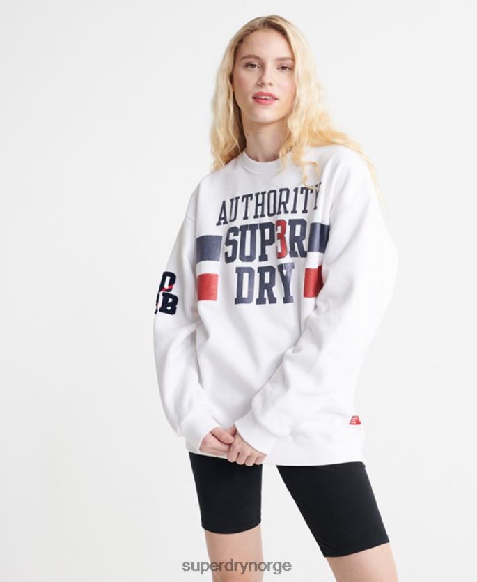 Superdry hvit klær 86P46D3510 sdqb myndighet sweatshirt med rund hals kvinner