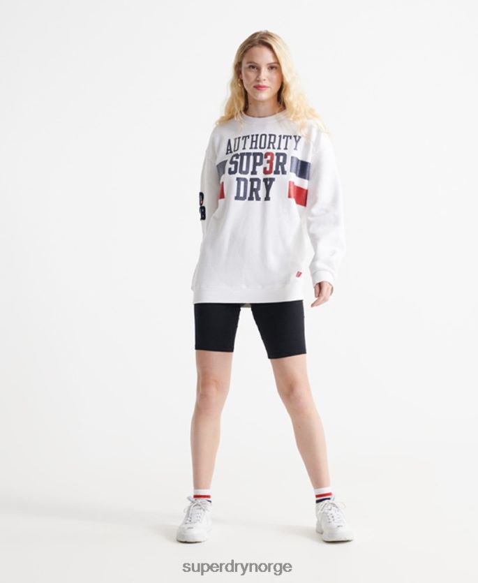 Superdry hvit klær 86P46D3510 sdqb myndighet sweatshirt med rund hals kvinner