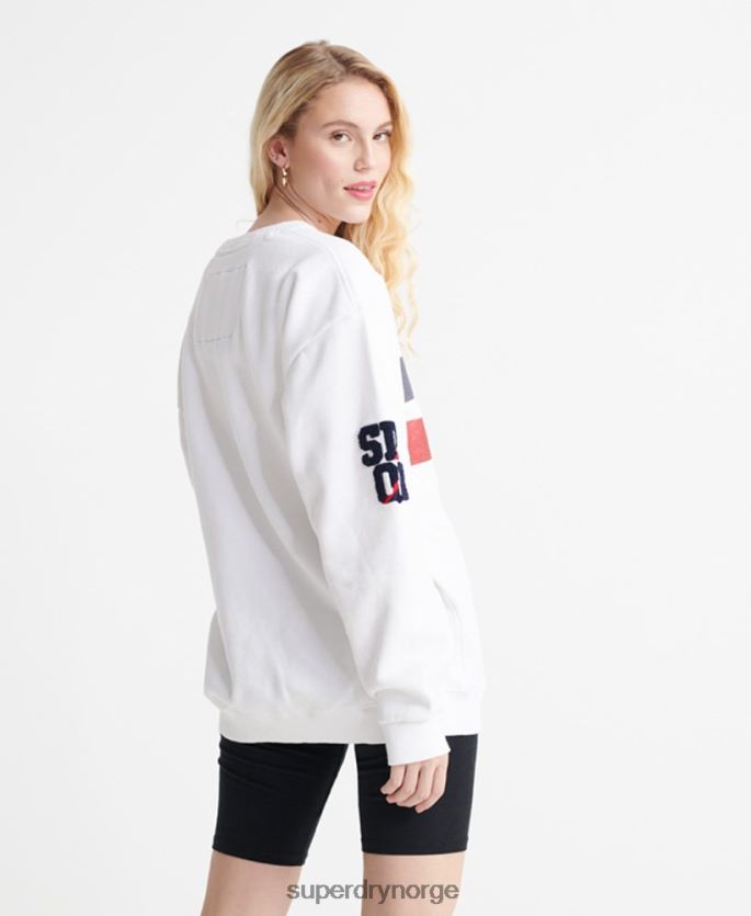 Superdry hvit klær 86P46D3510 sdqb myndighet sweatshirt med rund hals kvinner