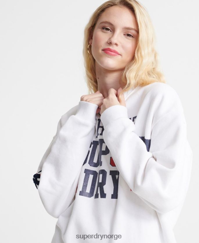 Superdry hvit klær 86P46D3510 sdqb myndighet sweatshirt med rund hals kvinner