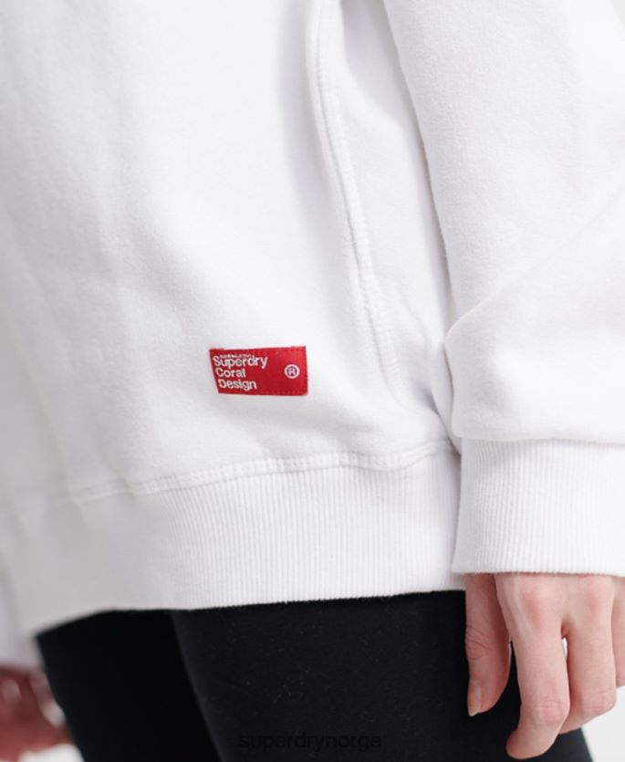 Superdry hvit klær 86P46D3510 sdqb myndighet sweatshirt med rund hals kvinner
