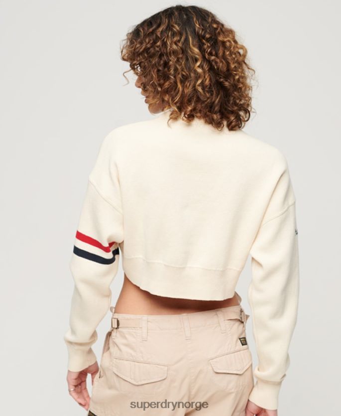 Superdry hvit klær 86P46D3954 varsity crop crew jumper kvinner