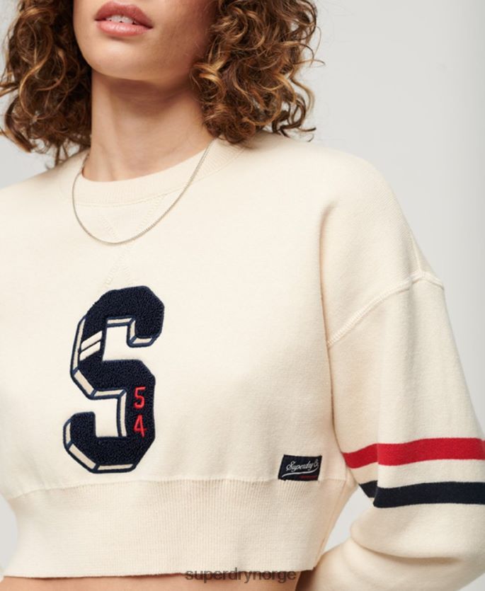 Superdry hvit klær 86P46D3954 varsity crop crew jumper kvinner