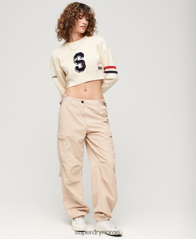 Superdry hvit klær 86P46D3954 varsity crop crew jumper kvinner