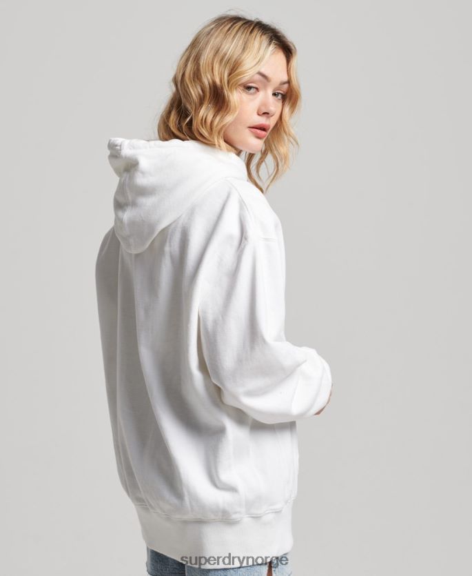 Superdry hvit klær 86P46D5768 essensiell oversized hettegenser i økologisk bomull kvinner