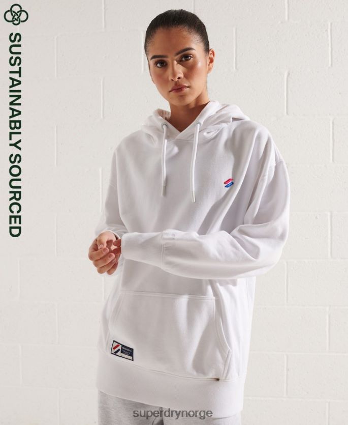 Superdry hvit klær 86P46D5768 essensiell oversized hettegenser i økologisk bomull kvinner