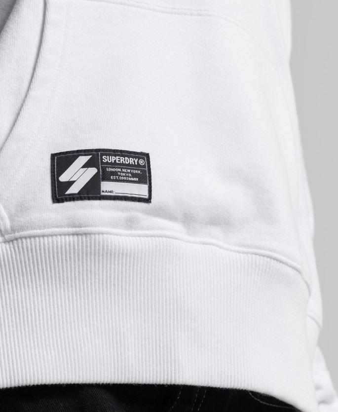 Superdry hvit klær 86P46D5844 uavhengig hettegenser med logofolie kvinner