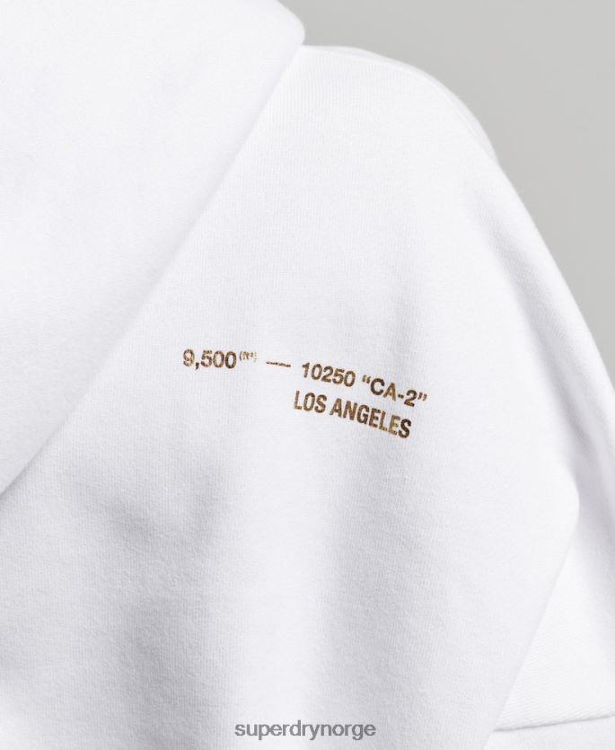 Superdry hvit klær 86P46D5844 uavhengig hettegenser med logofolie kvinner