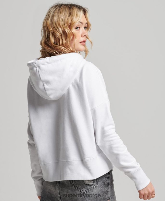 Superdry hvit klær 86P46D5894 uavhengig hettegenser med logofolie kvinner