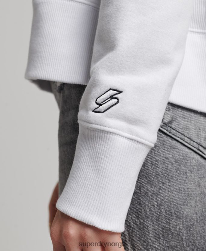 Superdry hvit klær 86P46D5894 uavhengig hettegenser med logofolie kvinner
