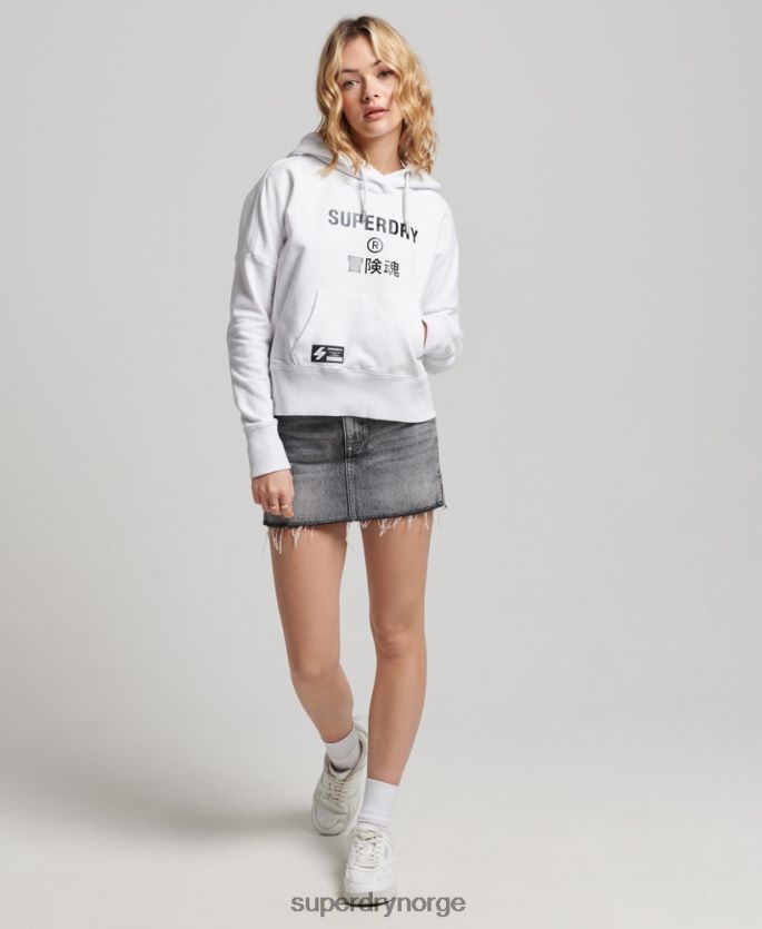 Superdry hvit klær 86P46D5894 uavhengig hettegenser med logofolie kvinner