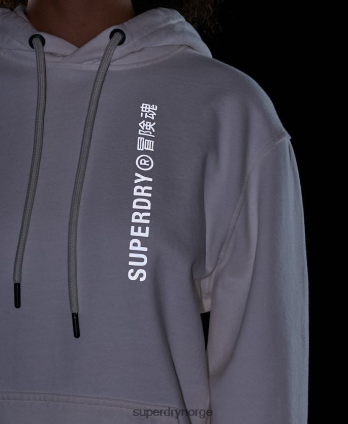 Superdry hvit klær 86P46D5904 kode lineær løs hettegenser kvinner
