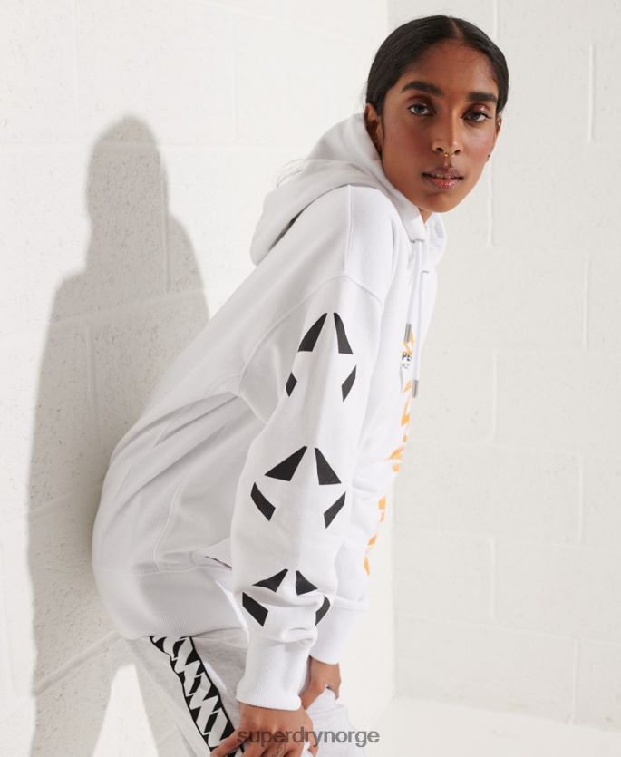 Superdry hvit klær 86P46D5975 strikeout oversized hettegenser kvinner