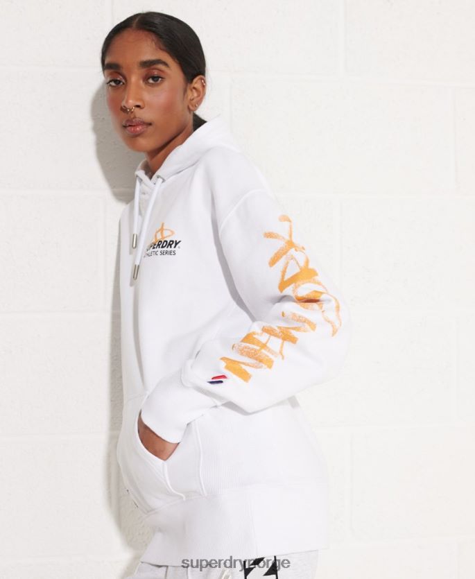 Superdry hvit klær 86P46D5975 strikeout oversized hettegenser kvinner