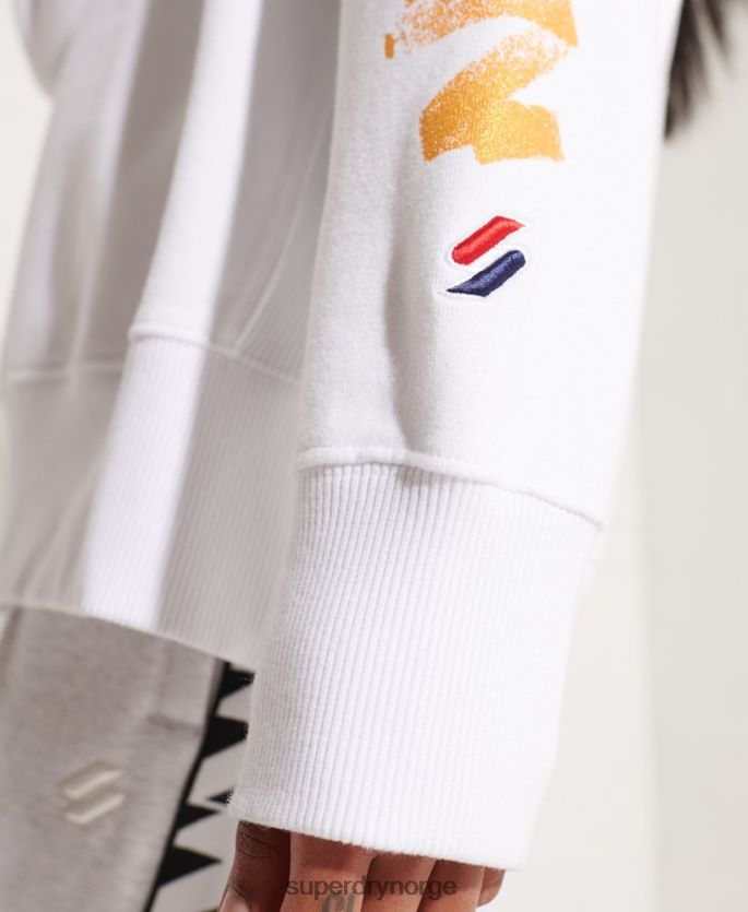 Superdry hvit klær 86P46D5975 strikeout oversized hettegenser kvinner