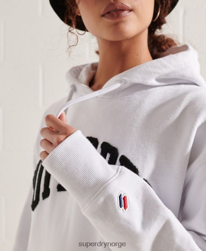 Superdry hvit klær 86P46D5979 varsity arch mono hettegenser kvinner