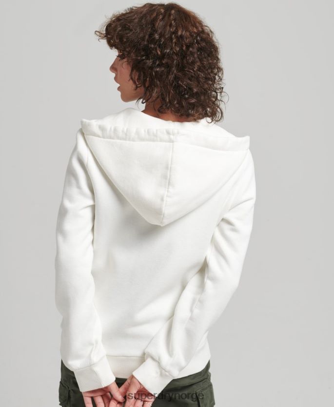 Superdry hvit klær 86P46D6110 vintage hettegenser med regnbue-logo med glidelås kvinner