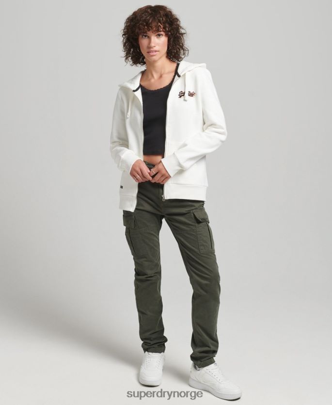 Superdry hvit klær 86P46D6110 vintage hettegenser med regnbue-logo med glidelås kvinner